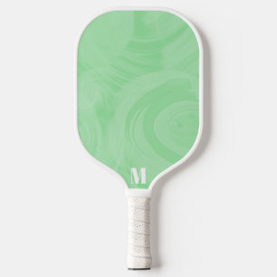 Minimalist Sage Green and White Modern Monogram  Pickleball Paddle