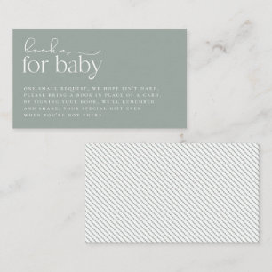 Minimalist Sage Green Baby Shower Book Request Enclosure Card