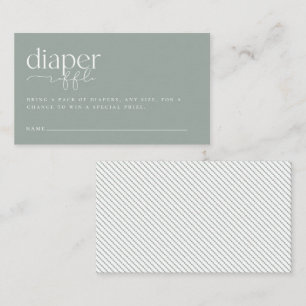 Minimalist Sage Green Baby Shower Diaper Raffle Enclosure Card