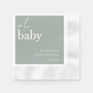 Minimalist Sage Green Baby Shower Napkin