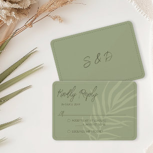 Minimalist Sage Green Boho Wedding RSVP Card