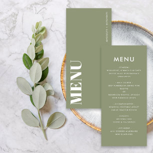 Minimalist Sage Green Bold  Modern Wedding Menu