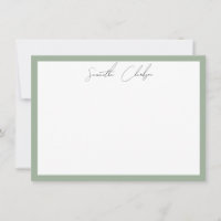 Minimalist Sage Green Border Handwritten Script