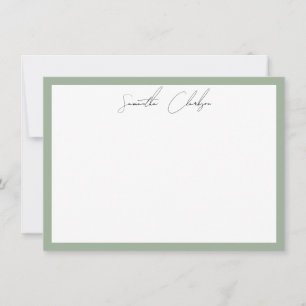 Minimalist Sage Green Border Handwritten Script Card