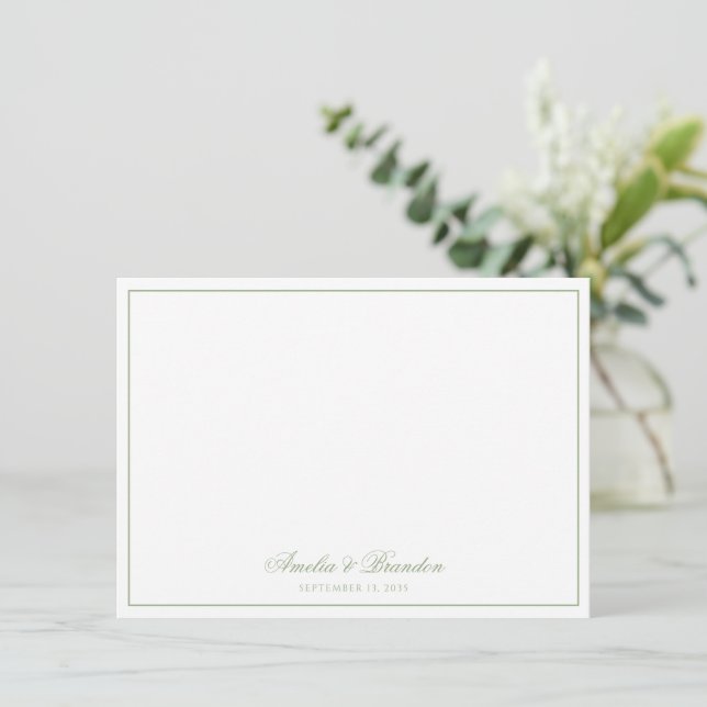 Minimalist Sage Green Border Script Personalized Card (Standing Front)