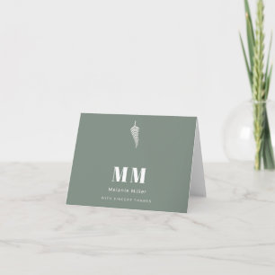 Minimalist Sage Green Botanical Fern Custom Name Thank You Card