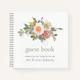 Minimalist Sage Green Bouquet Wedding Guest Book