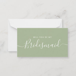 Minimalist Sage Green Bridesmaid Proposal Card