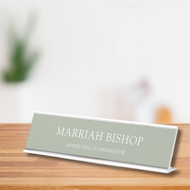Minimalist Sage Green Business Desk Name Plate (Creator Uploaded)