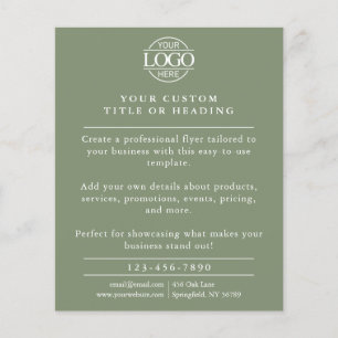 Minimalist Sage Green Business Logo Promotional Flyer