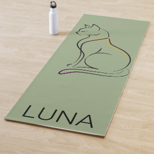 Minimalist Sage Green Cat Yoga Mat