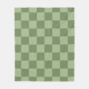 Minimalist Sage Green Checkerboard Pattern Fleece Blanket