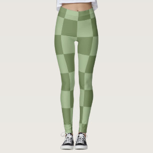 Minimalist Sage Green Chequerboard Pattern Leggings