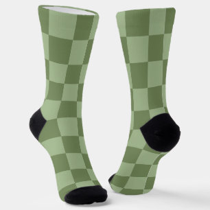 Minimalist Sage Green Chequerboard Pattern Socks