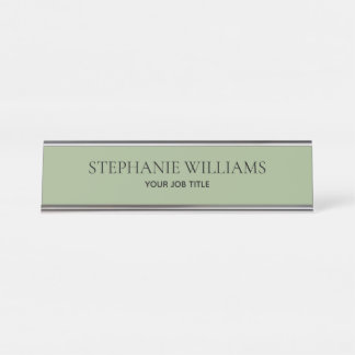 Minimalist Sage Green Custom Desk Name Plate