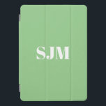 Minimalist sage green custom monogram initials iPad pro cover<br><div class="desc">Minimalist Custom sage green and white monogram initials name modern elegant personalised iPad Pro Cover</div>