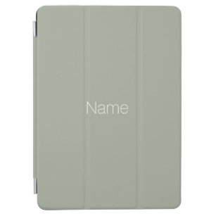 Minimalist sage green custom name monogram iPad air cover