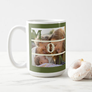Minimalist Sage Green Custom Photo Mum Keepsake Coffee Mug