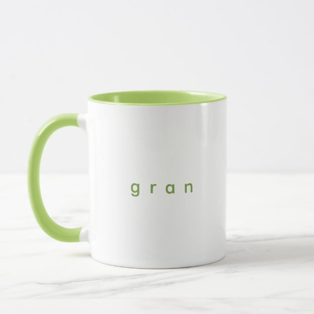 Minimalist Sage Green Custom Text Gran White Mug (Left)
