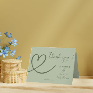 Minimalist Sage Green Elegant Modern Baby Shower Thank You Card