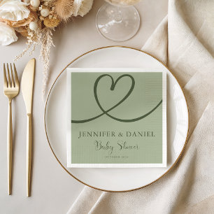 Minimalist Sage Green Elegant Oh Baby Shower  Napkin