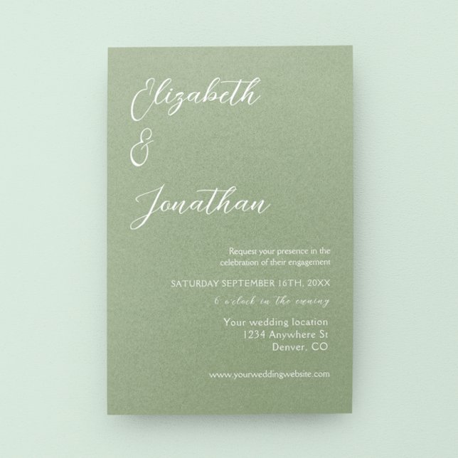 Minimalist Sage Green Engagement Party Invitation (Creator Uploaded)