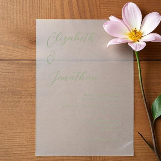 Minimalist Sage Green Engagement Party Vellum Invitations (Creator Uploaded)