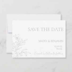 Minimalist Sage Green Floral Save the Date Card