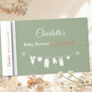 Minimalist Sage Green Gender Neutral Baby Shower Guest Book