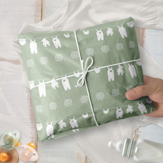 Minimalist Sage Green Gender Neutral Baby Shower Tissue Paper (Minimalist Sage Green Gender Neutral Baby Shower Tissue Paper ©Susanne Sachers - Sunny Mind 🌞)