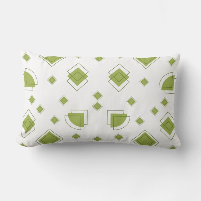 Minimalist Sage Green Geometric Pattern  Lumbar Cushion (Front)