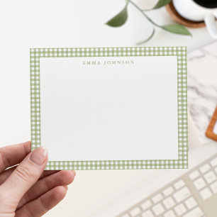 Minimalist Sage Green Gingham Plaid Card