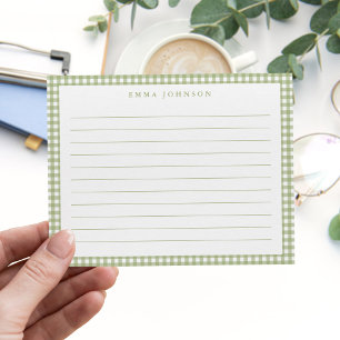 Minimalist Sage Green Gingham Plaid Lined Card