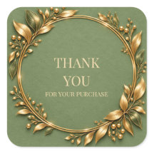 Minimalist Sage Green Gold Thank You Sticker