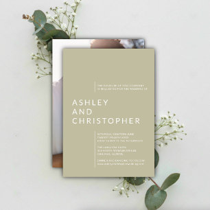 Minimalist Sage Green Isolated Names Photo Wedding Invitation