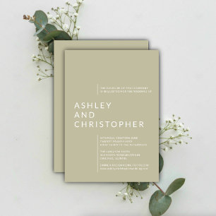 Minimalist Sage Green Isolated Names Wedding Invitation