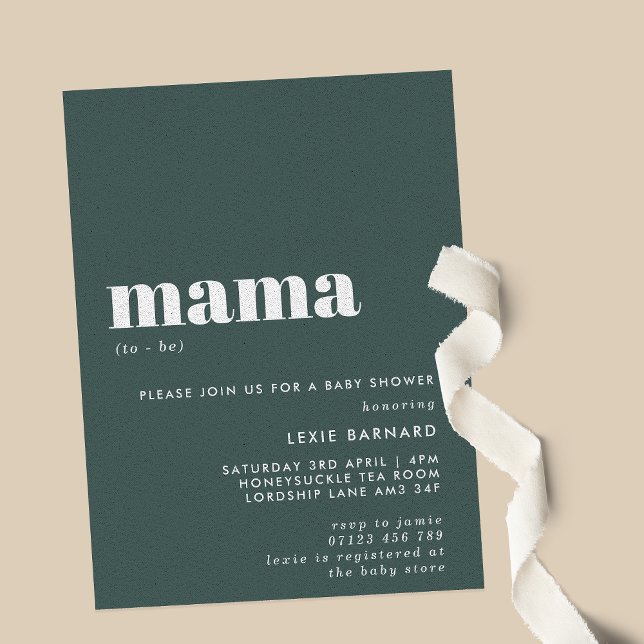 Minimalist Sage Green Mama To Be Baby Shower Invitation (Creator Uploaded)