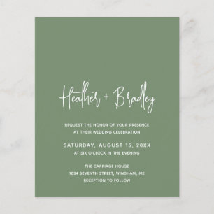 Minimalist Sage Green Modern Budget Wedding Invite
