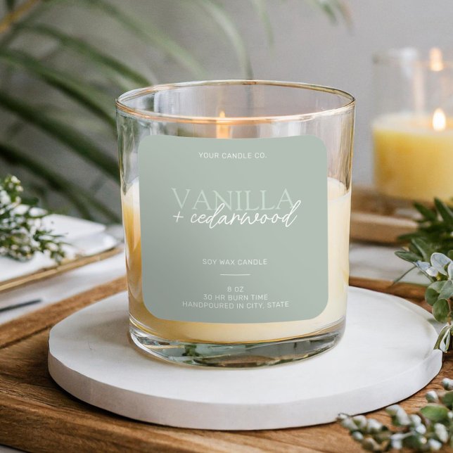 Minimalist Sage Green Modern Candle Label (Creator Uploaded)
