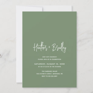 Minimalist Sage Green Modern Engagement Party Invitation