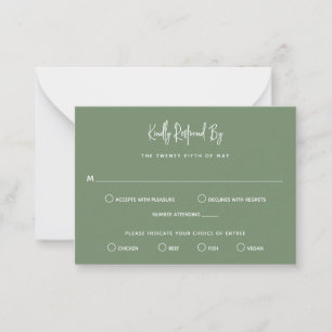 Minimalist Sage Green Modern Mini Wedding RSVP Card