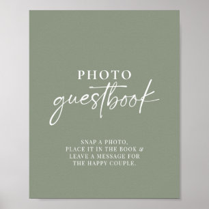 Minimalist Sage Green Modern Photo Guestbook Sign