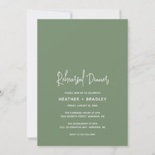 Minimalist Sage Green Modern Rehearsal Dinner Invitation