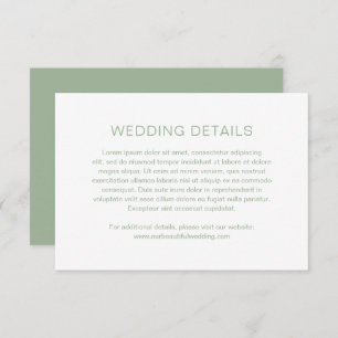 Minimalist Sage Green Modern Wedding Enclosure Card