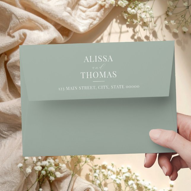 Minimalist Sage Green Modern Wedding Envelope (Creator Uploaded)