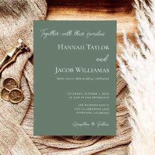 Minimalist Sage Green Modern Wedding Invitation