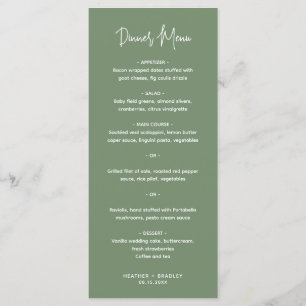 Minimalist Sage Green Modern Wedding Menu