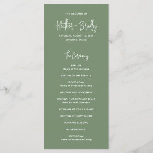 Minimalist Sage Green Modern Wedding Programme