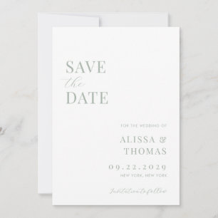 Minimalist Sage Green Modern Wedding Save The Date