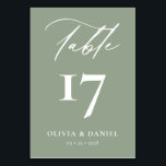 Minimalist Sage Green Modern Wedding Table Number<br><div class="desc">Elevate your wedding reception decor with our Minimalist Black and White Modern Wedding Table Numbers, a sleek and stylish addition that seamlessly blends contemporary design with timeless elegance. Each table number in this collection features a minimalist black and white colour scheme, exuding sophistication and versatility to complement any wedding theme...</div>